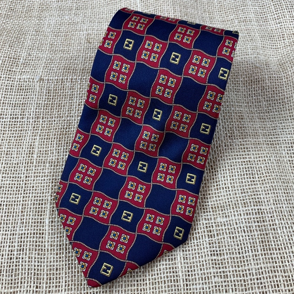 FENDI Cravatte TIE Necktie Whimsical FF Silk Italy